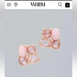 WHBM Mixed-Stone Pink Gold Tone Stud Earrings with Malay Jade